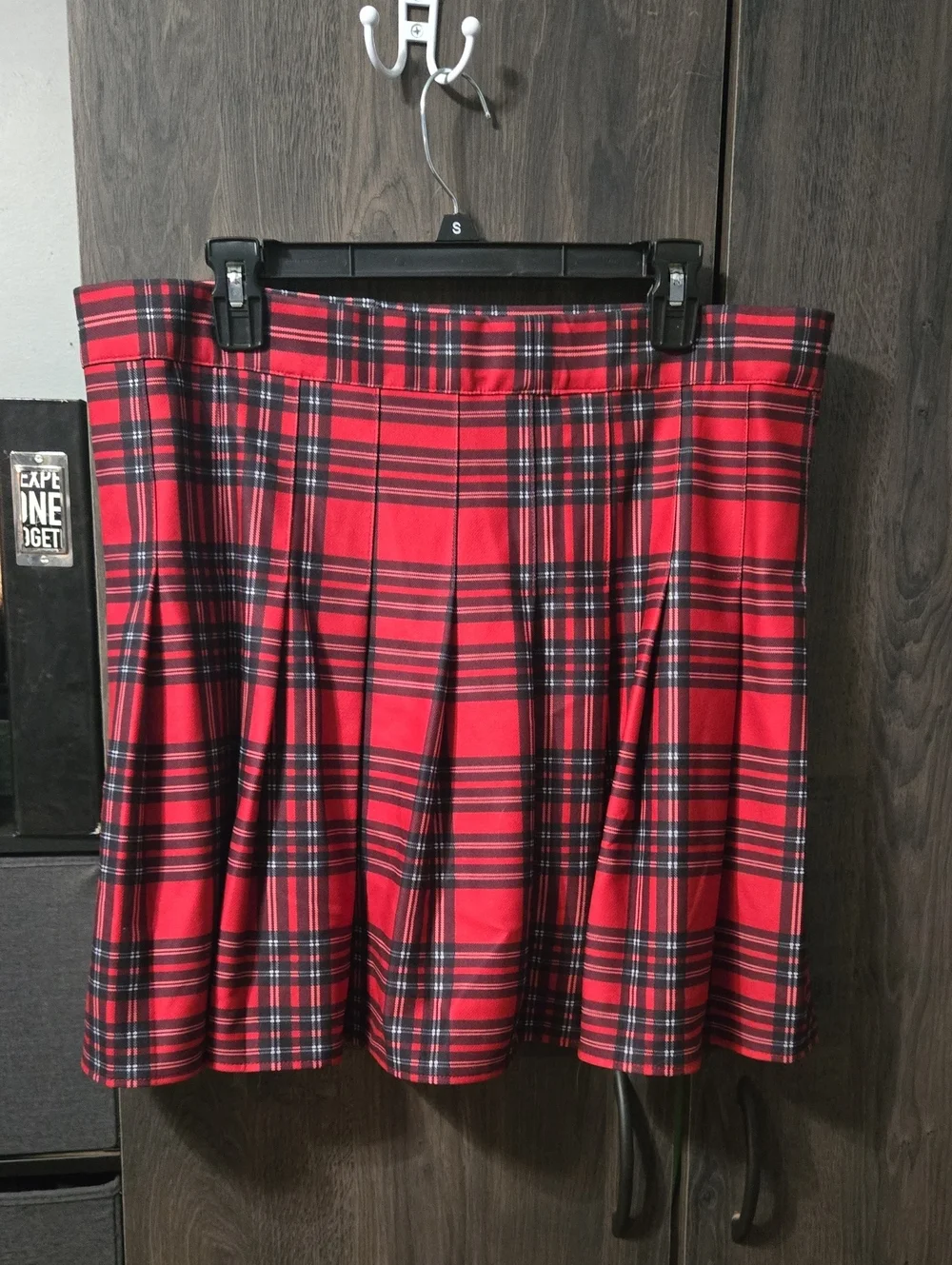 Red Plaid Pleated Skirt